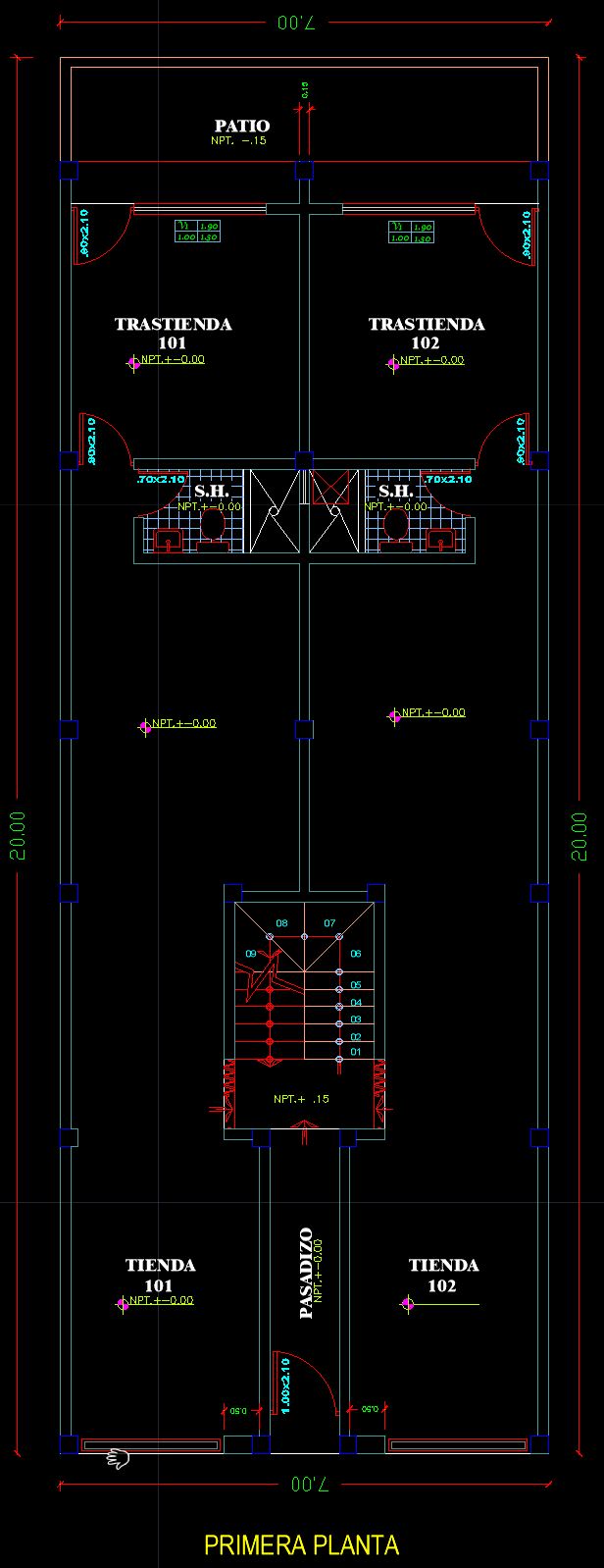 PLANOS MODELO 009_VIV-COMERCIO 7mx20m (3 pisos) - Imagen 2