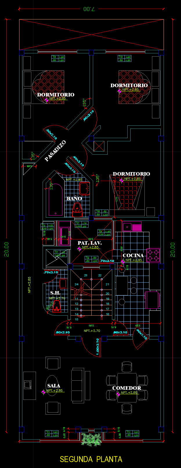 PLANOS MODELO 009_VIV-COMERCIO 7mx20m (3 pisos) - Imagen 3