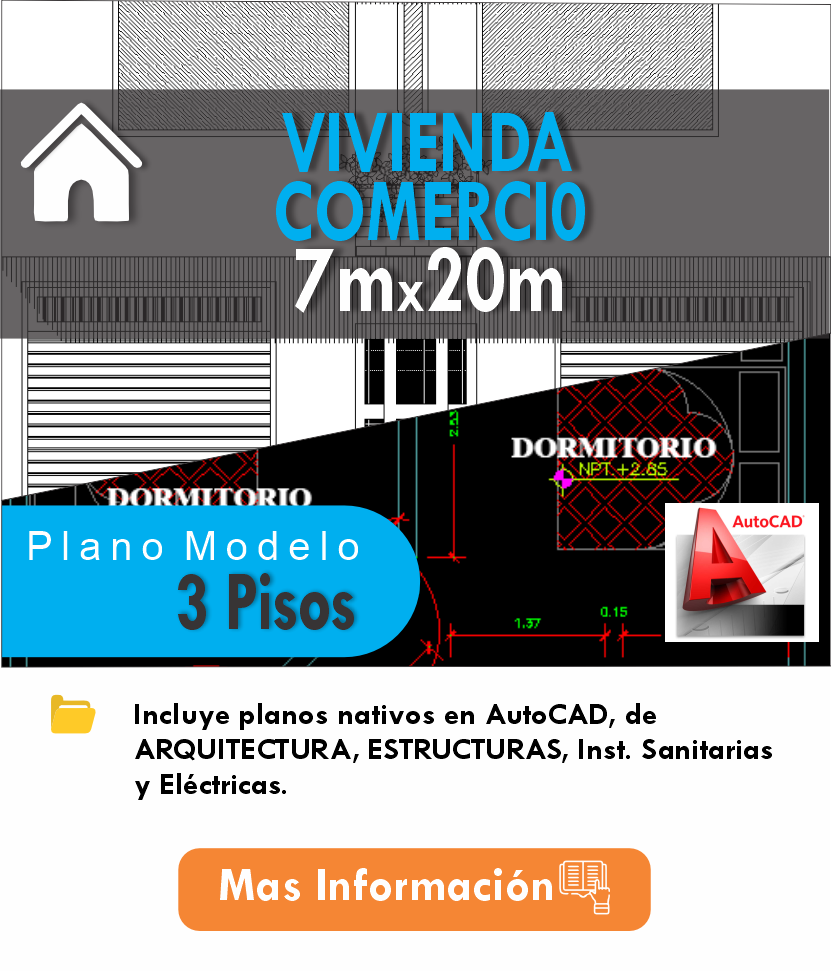 PLANOS MODELO 009_VIV-COMERCIO 7mx20m (3 pisos)