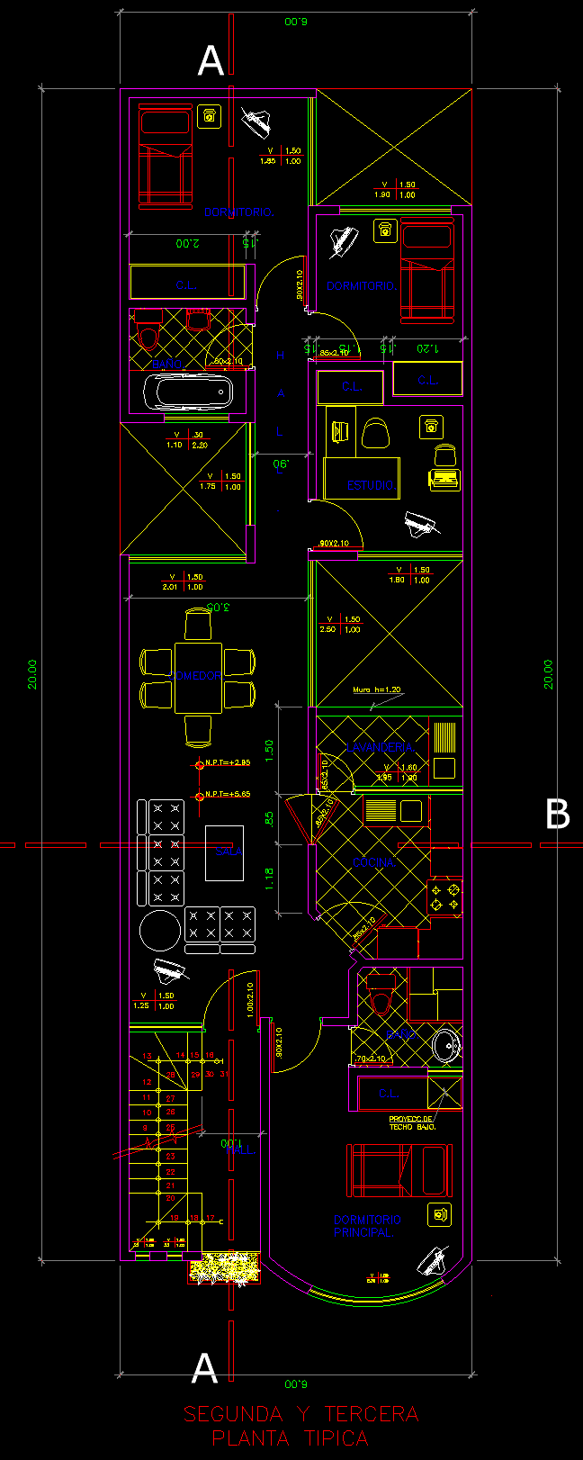 PLANOS MODELO 001_VIV. MULTIFAMILIAR 6mx20m (3 pisos) - Imagen 3