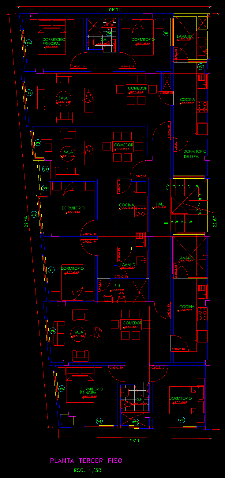 PLANOS MODELO 003_VIV-COMERCIO 8mx22.6m (4 pisos) - Imagen 4