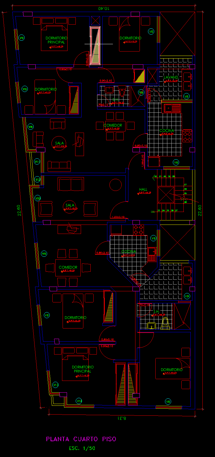PLANOS MODELO 003_VIV-COMERCIO 8mx22.6m (4 pisos) - Imagen 5