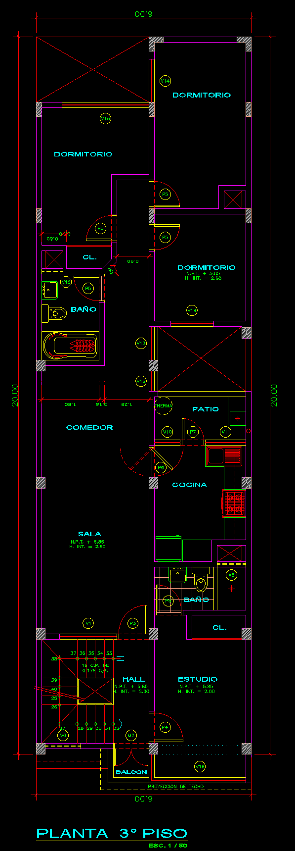 PLANOS MODELO 006_VIV. MULTIFAMILIAR 6mx20m (3 pisos) - Imagen 4